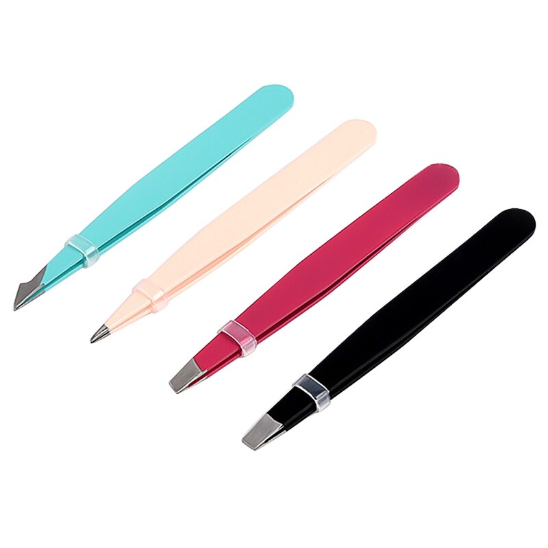 4 Pcs Colorful Hair Eyebrow Tweezers Stainless Steel Precision Tweezers Fine Hairs Puller Makeup Beauty Tool: Default Title