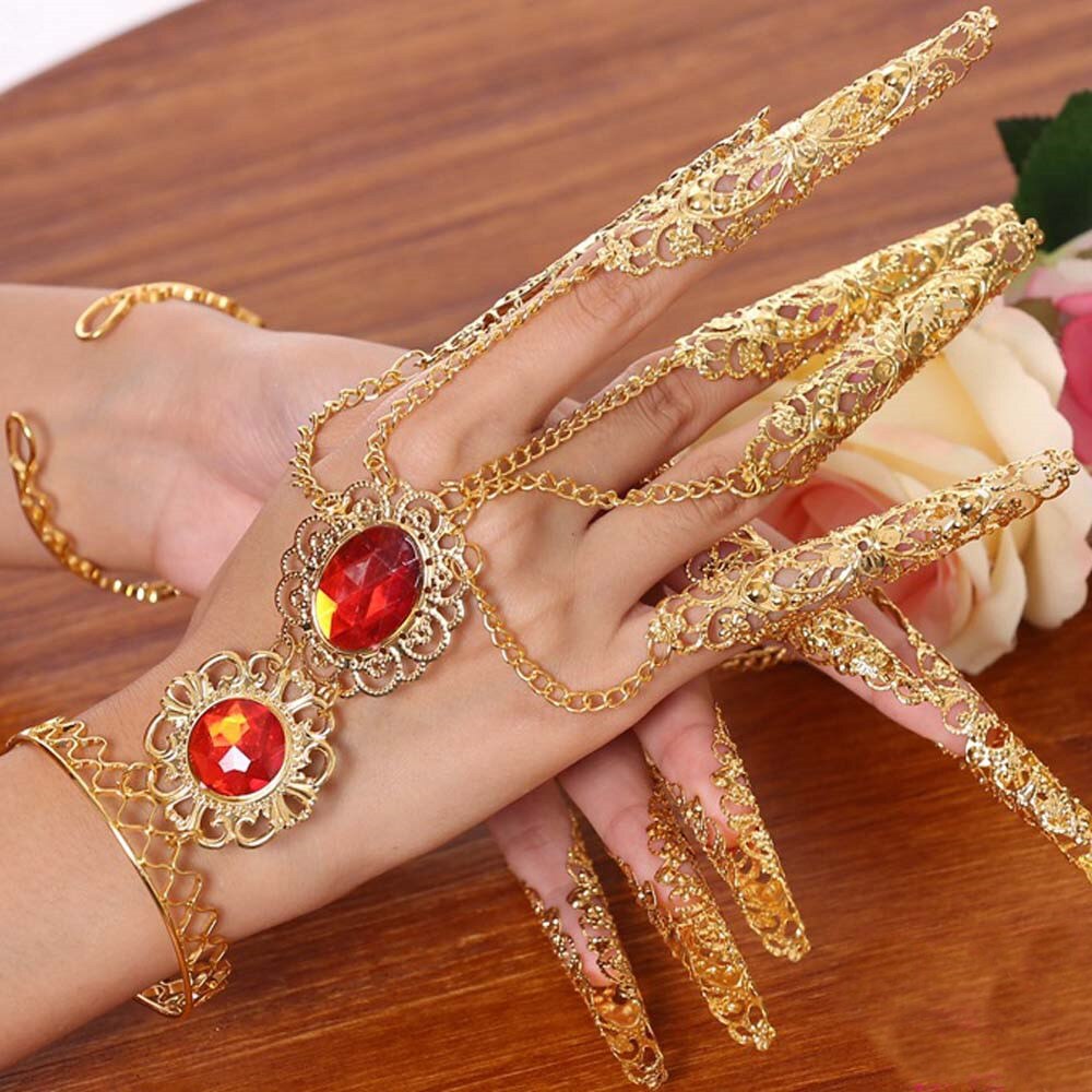 Pulsera de dedo hueca de Metal con diamantes de imitación para mujeres y niñas, joyería, 1 Uds.