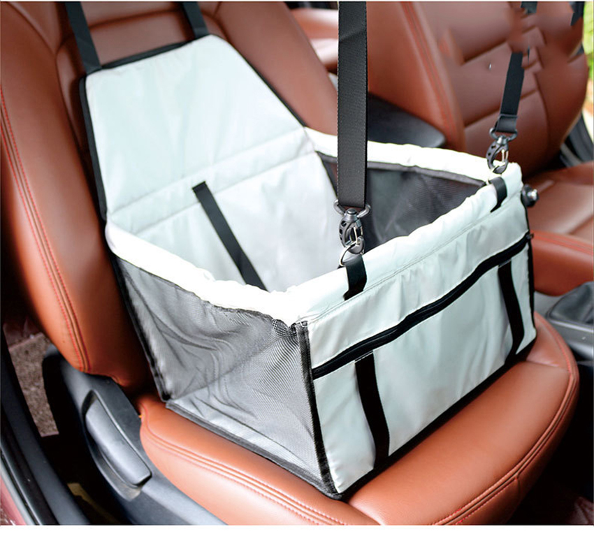 Bolsa de transporte para perro, cesta para asiento de coche, segura para casa, gato, cachorro, cesta de viaje: grey