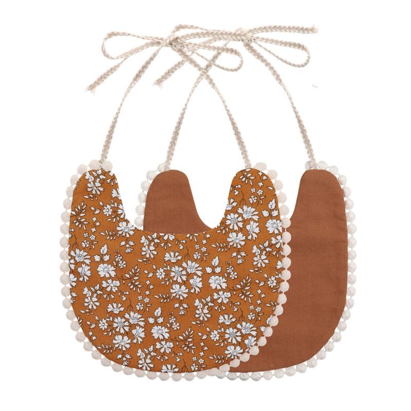 87HD Baby Kwastje Speeksel Handdoek Bloemen Vintage Double Side Bib Jongens Meisjes Bandana