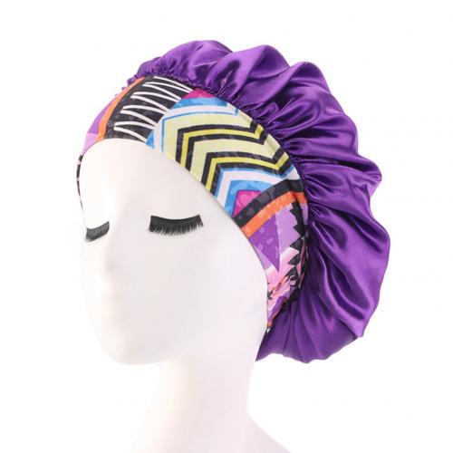 Gorro de etnia Floral para mujer, gorro para dormir con banda ancha, para quimio, tapa de cuidado del cabello, ajustable, Herramienta de Peinado de Ducha: Morado