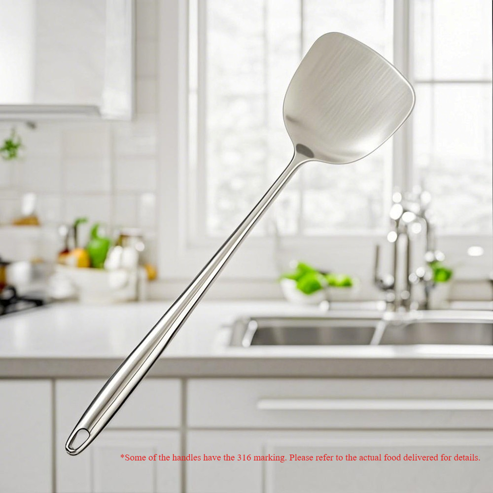 Espátula Wok de acero inoxidable 304, utensilios de cocina de Metal, cuchara giratoria ranurada, cucharón, herramientas de cocina, juego de utensilios, accesorios de cocina: Gris claro