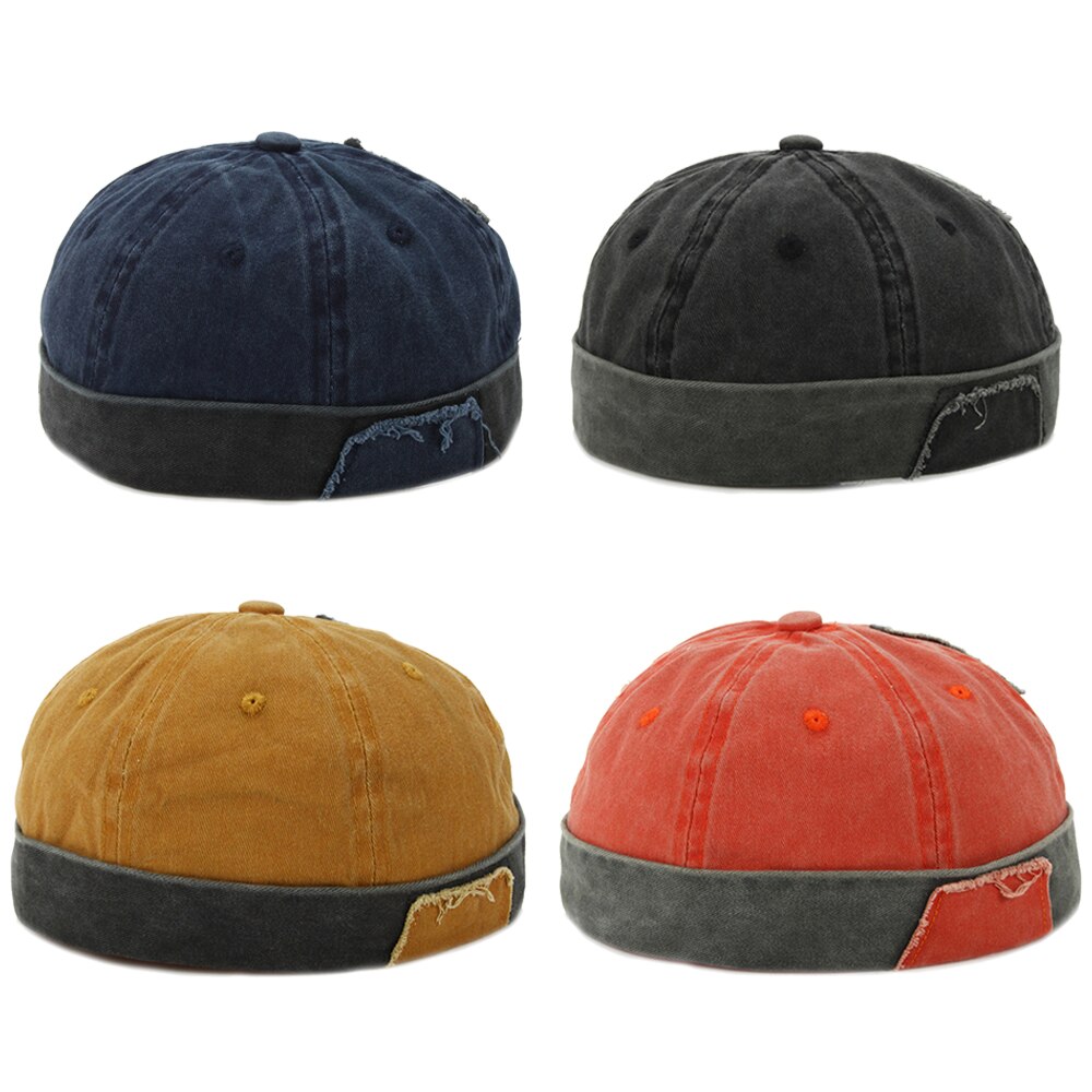 Parche de estilo chino, gorro de Hip Hop Vintage para hombres, gorra ajustable Sin borde con agujeros y personalidad, gorro transpirable para el casero, gorra de marinero