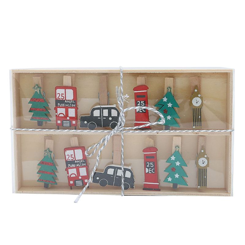 Kerst houten clips kerstboom foto clips wasknijpers diy foto knijpers voor h: C