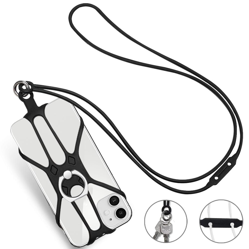 For iphone 7 XS 8 11 Case Silicone Strap Mobile Keys Neck Strap For Phone Keys lanyard Keychain Keycord Mobile Phone Cell Strap: black