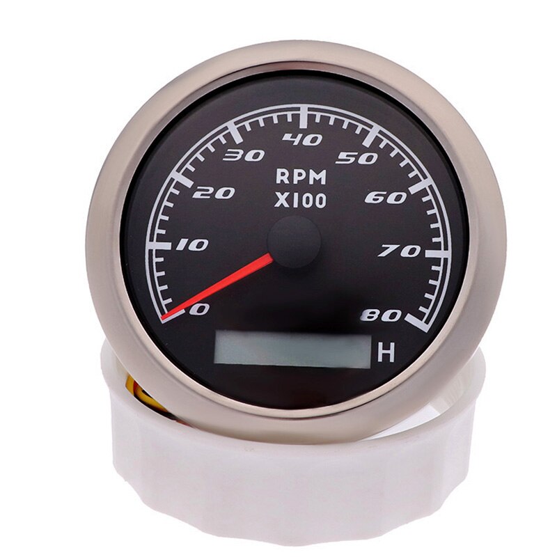8000 RPM Tachometer Gauge With Red Backlight 8K RPM Digital Tacho Meter 85mm Stainless Steel 316 Bezel Gauge 12V 24V
