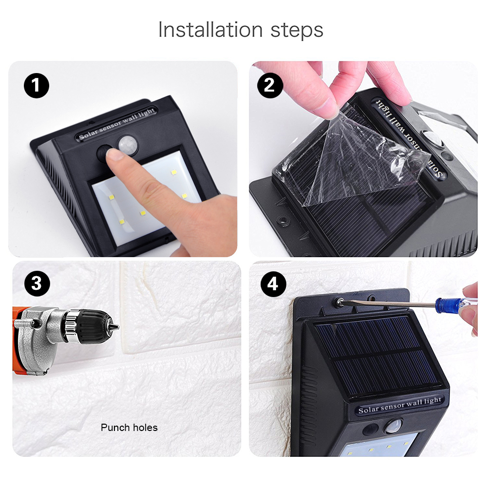 4 Stuks Led Solar Licht Met Pir Motion Sensor Muur Lampen Outdoor Tuin Straat Zonnepaneel Waterdichte Nacht Beveiliging Verlichting
