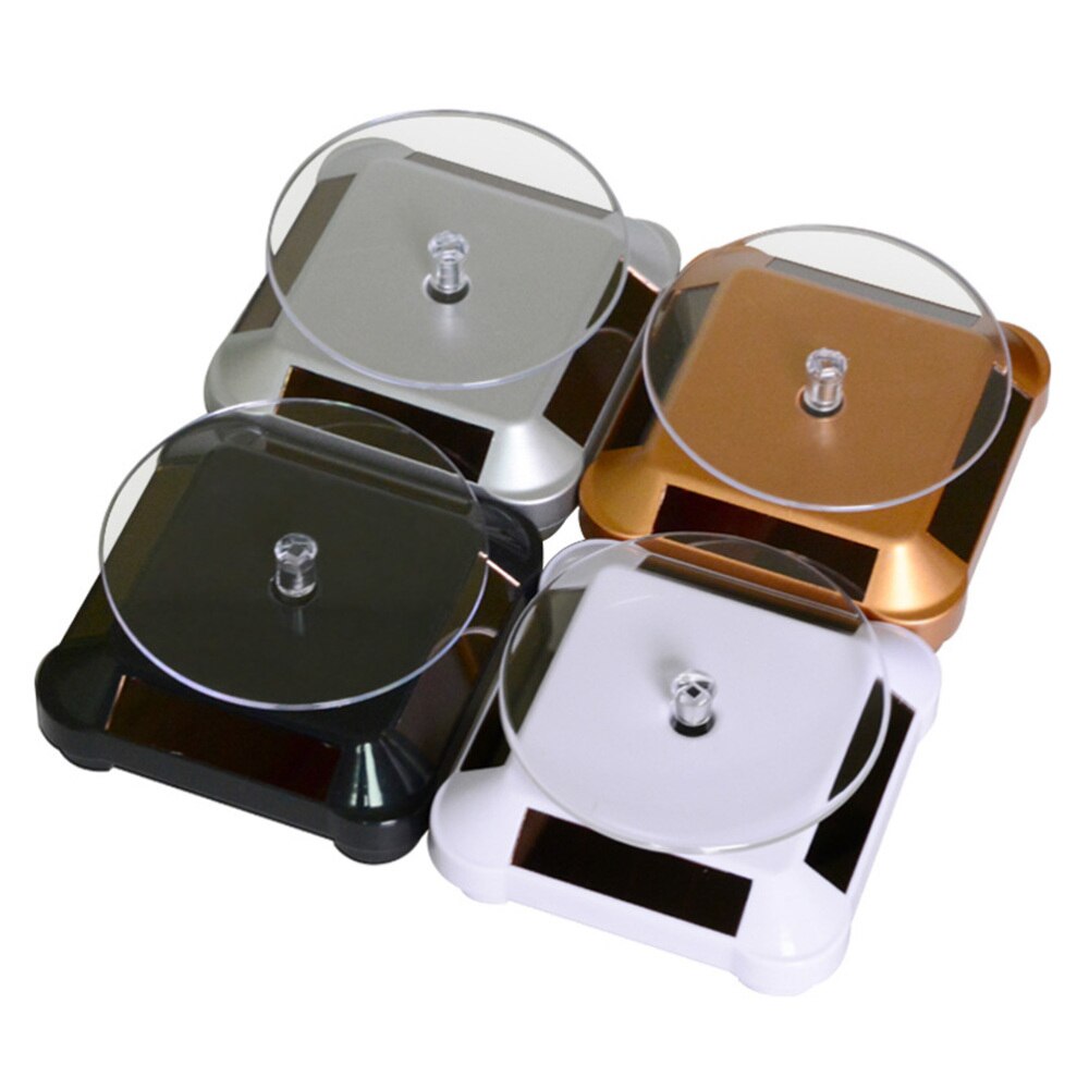 Solar Energy Electric Rotating Display Stand Tray Jewelry Accessories Prop Stand Phone Display Stand Battery Included(Golden): Golden