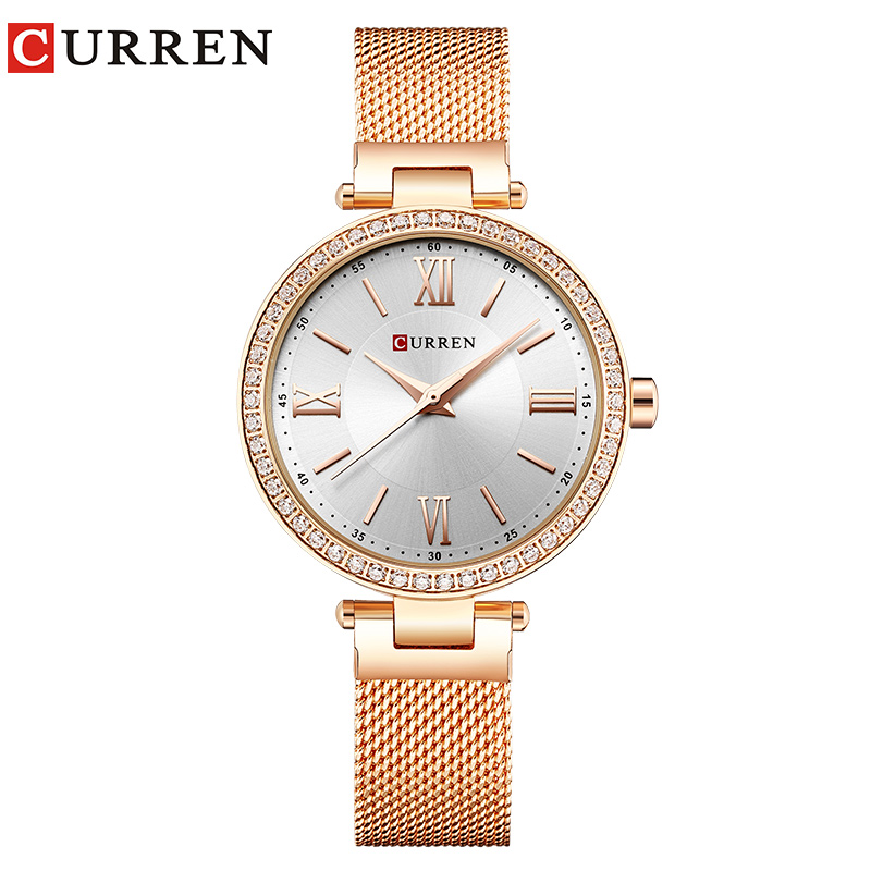 Curren roségouden horloge dameshorloges dameshorloges roestvrij staal dameshorloges armbandhorloges vrouwelijke relogio feminino montre femme 9011