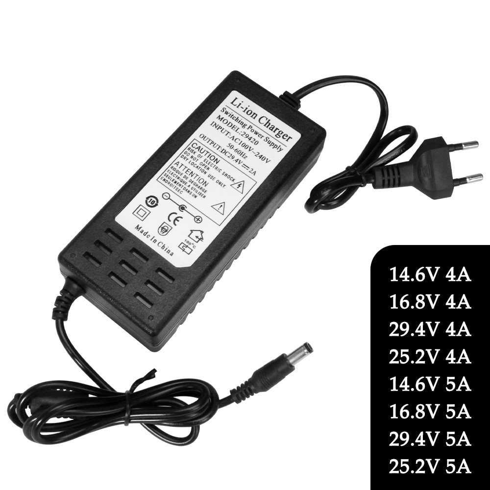 14.6/16.8/25.2/29.4V 4A 5A Lithium Batterij Slimme Lader Voor 3 Serie Lithium Power adapter Oplader Wall Charger Eu Us Plug