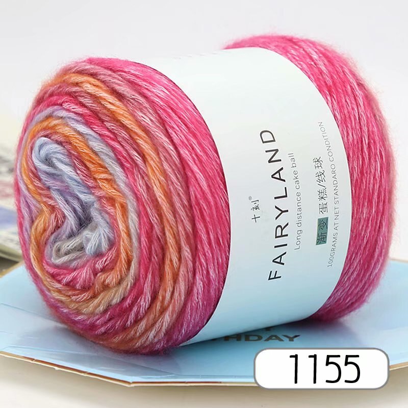 100g Rainbow Color Hand-woven Cotton Yarn Soft Crochet Thick Yarn For Hand Knitting Warm Sweater Sofa Cushion Scarf DIY: 1155