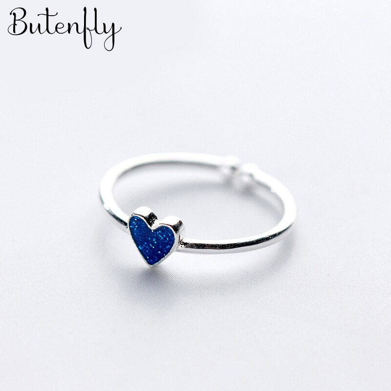 Arrivals Charmant Blauw Hart Ring Voor Vrouwen Boho Knuckle Partij Ringen Gothic Punk Sieraden Cadeaus Voor Meisjes