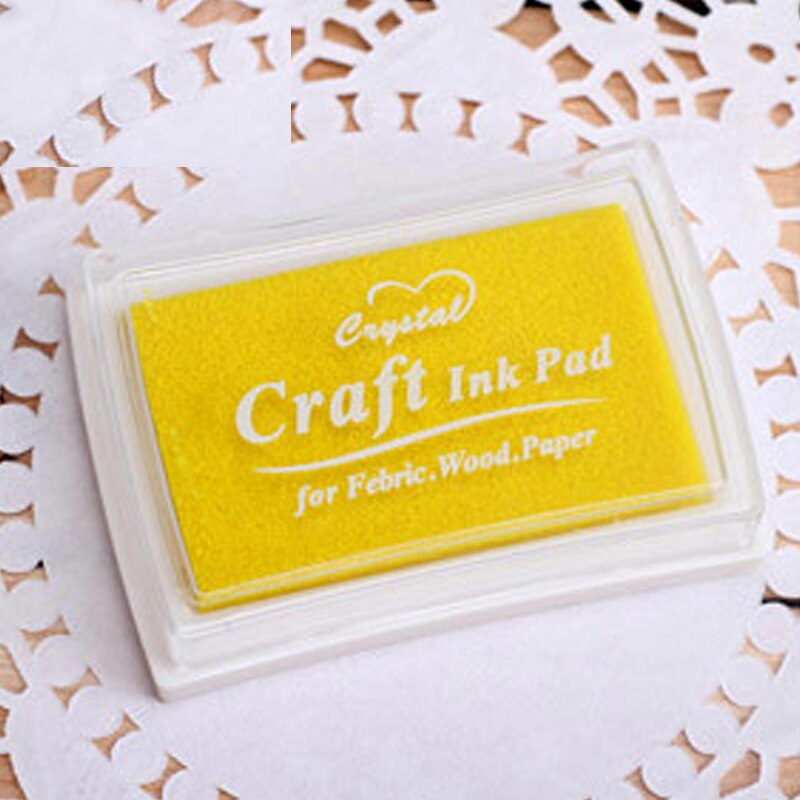 15 kleuren inktkussen rubber stempels stof hout papier scrapbooking inktkussen handgemaakt doe-het-zelf knutselen inktkussen op oliebasis vingerverf bruiloft: Geel