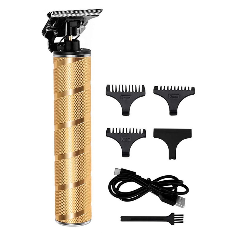 All-metal Barber Hair Clipper Electric Hair Trimmer Men Cordless Haircut Beard Shaver Magic Machine Rechargeable: waterproof gold