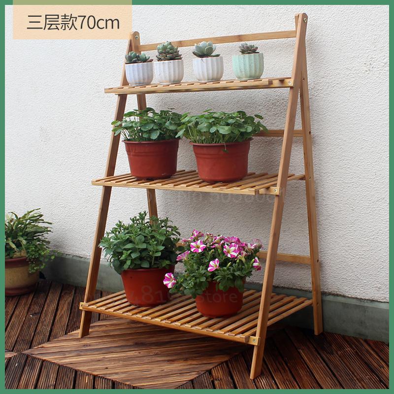 Stojak na doniczki bambusowe z litego drewna wielowarstwowa przestrzeń kryty balkon salon zielona podłoga rozwalać się w kwiaty robić postawienia na półkę: 70x40x97cm  2