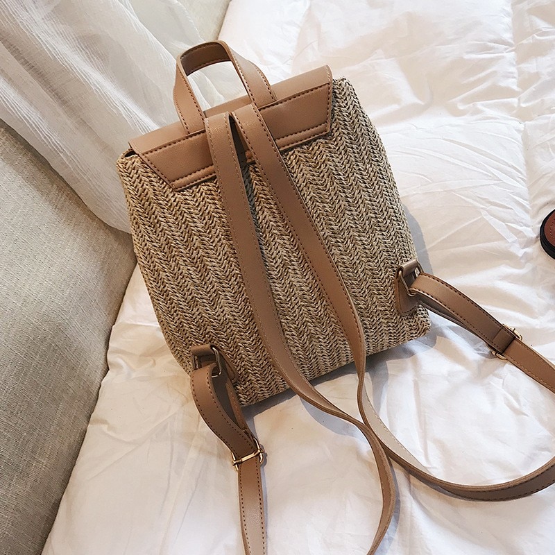 Arsmundi Mode Stro Geweven Rugzak Vrouwen Back Pack Zomer Tiener Meisje Rugzakken Reistassen Meisjes Mini Rugzak