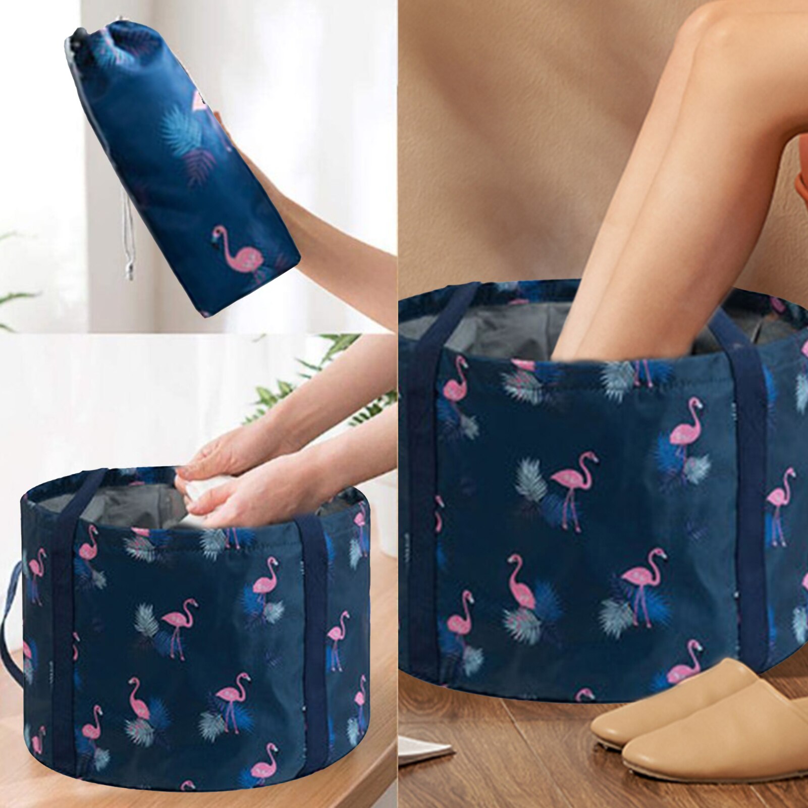 Foldable Foot Tub Portable Bath Bag Wash Basin Water Bucket Large Capacity Bathing Feet Massage Washing Tub For Outdoor Travel