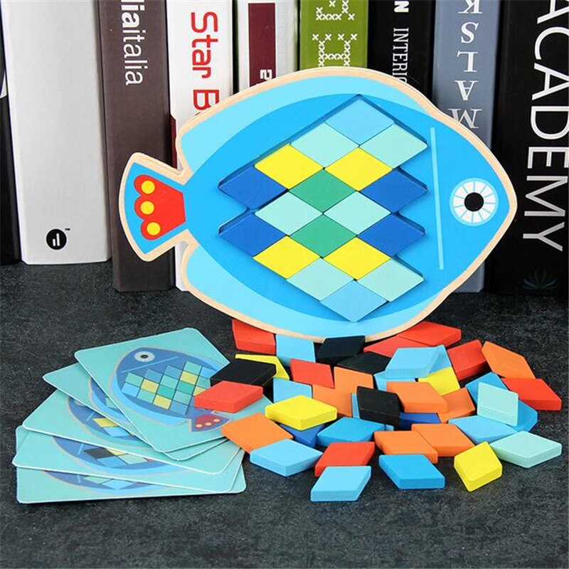 Cartoon Educatief Vis/Uil Houten Speelgoed Voor Kinderen Multifunctionele Vroeg Leren Houten Puzzels: Fish