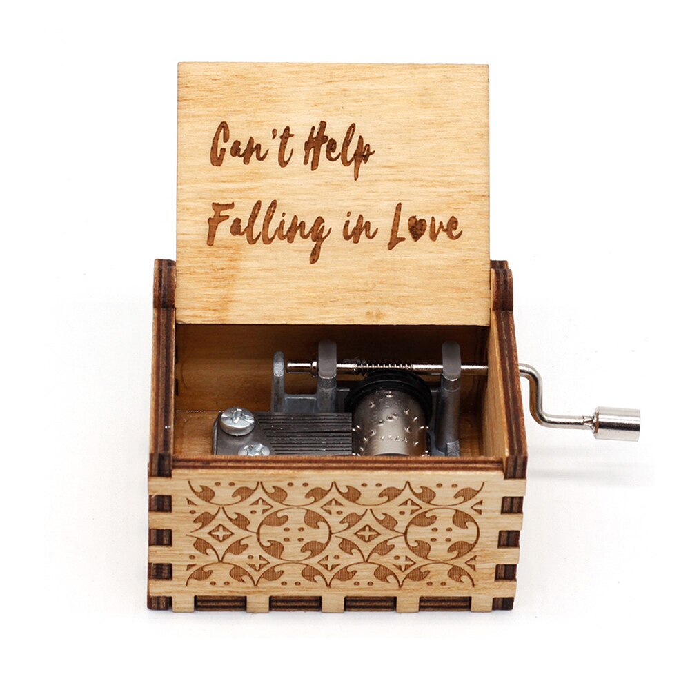 Graveren Handgemaakte Houten Muziekdoos Hand Crank Music Box Antieke Gesneden Vintage Aanwezig Kerst Cadeau Voor Liefhebbers: 04