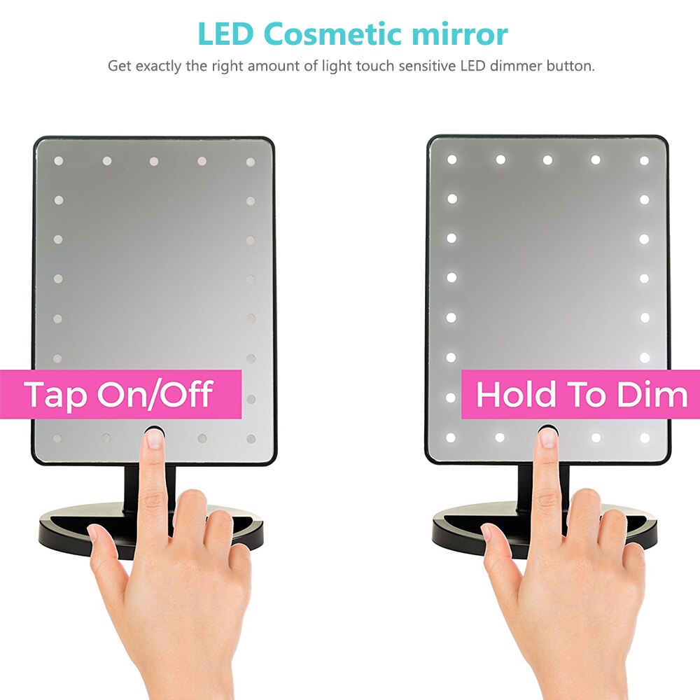 Donwei Led Touch Screen 24 Licht Make-Up Spiegel Tafel Desktop Make Spiegels Vanity Licht Gezondheid Beauty Led Spiegel Batterij