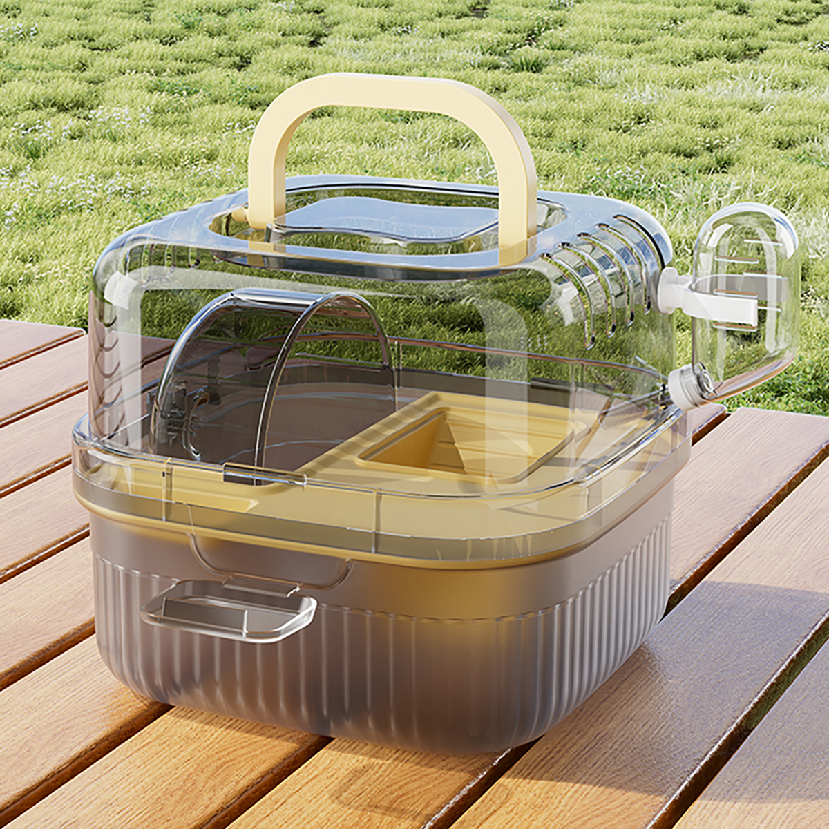 Jaula transportadora para exteriores para hámster, jaula portátil para hámster con cubierta abatible grande transparente para transporte de aves y hámster, suministros para mascotas: Blue