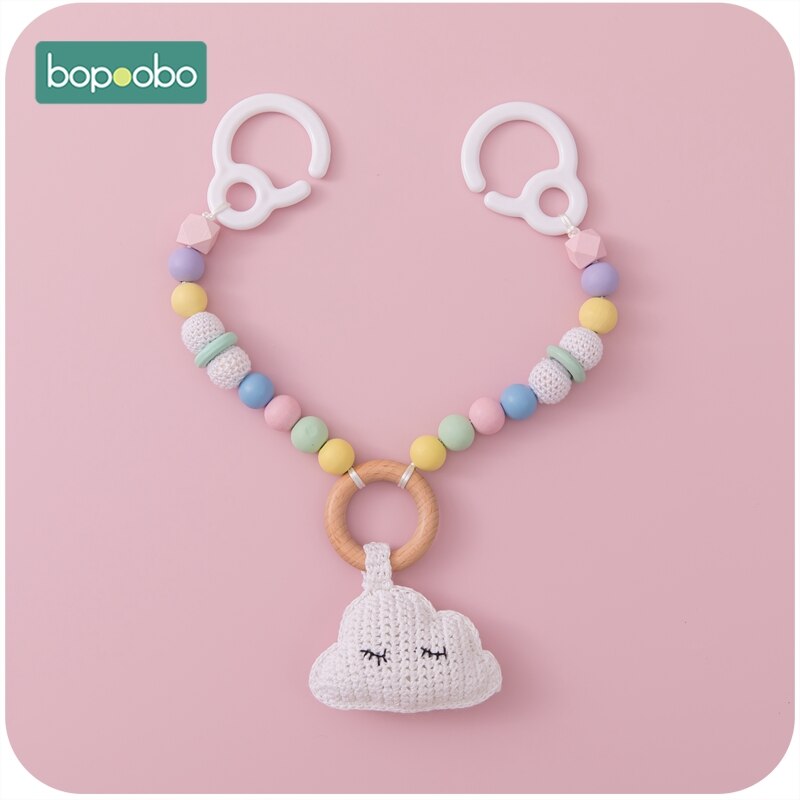 Bopoobo 1PC Crochet Cloud Baby Rattle Infant Toys For Crib Mobile Bed Bell Toy Pram Cart Chain Wooden Stroller Mobile Newborn