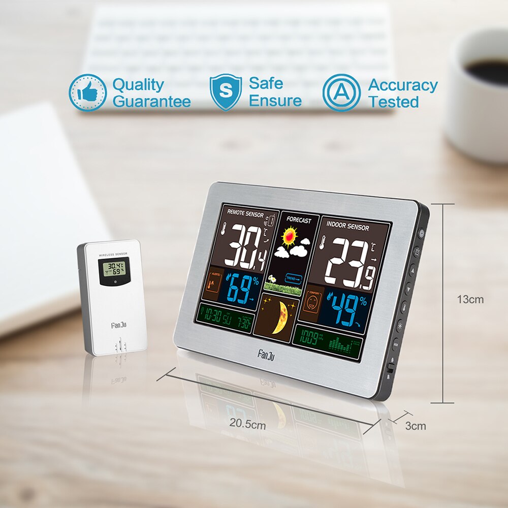 Trådlös väderstation inomhus utomhustermometer hygrometer barometer usb rumstemperaturmonitor manövrerad fuktmätare