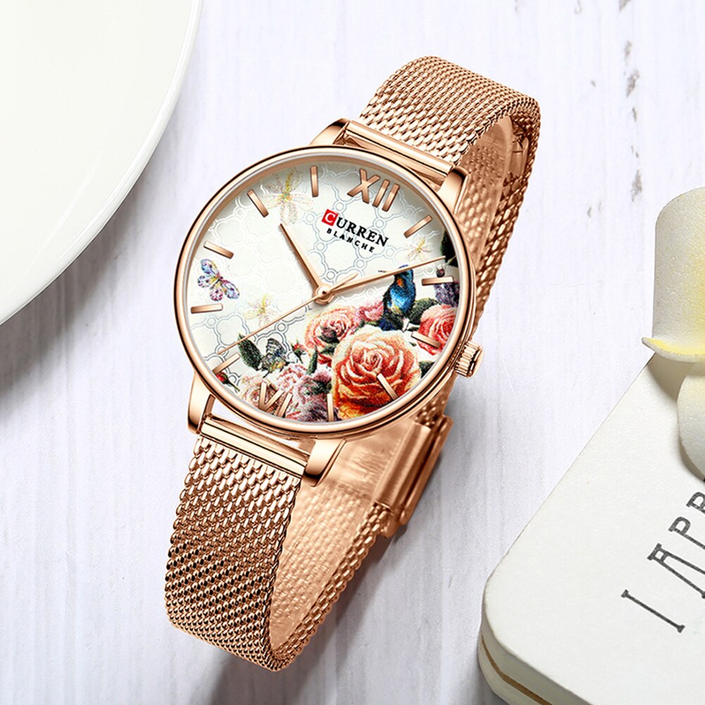 Dameshorloges curren dameshorloge casual dames quartz polshorloges met roestvrijstalen armband