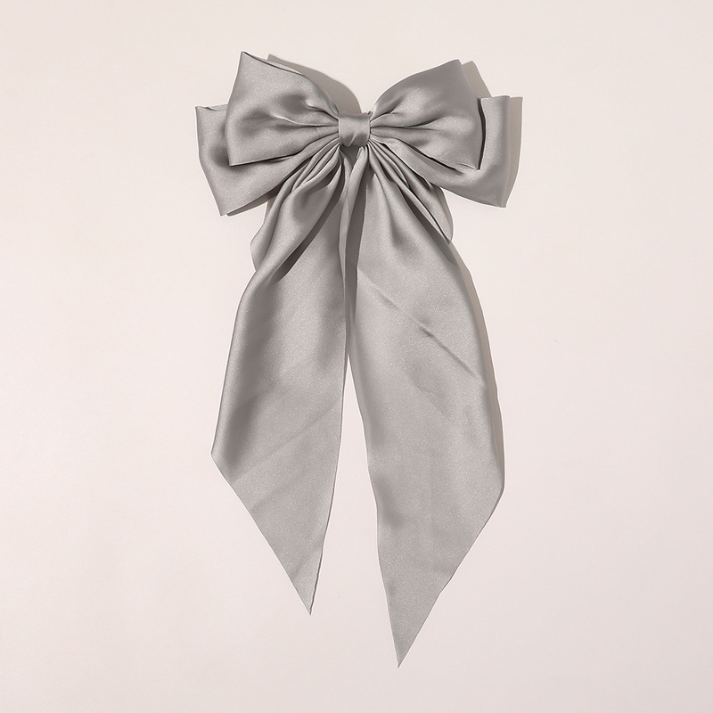 AISHG Silk Smooth Satin Large Bow Hairpin for Women Sweet Butterfly Spring Hair Clip Girls' Hair Accessories: Dark Grey