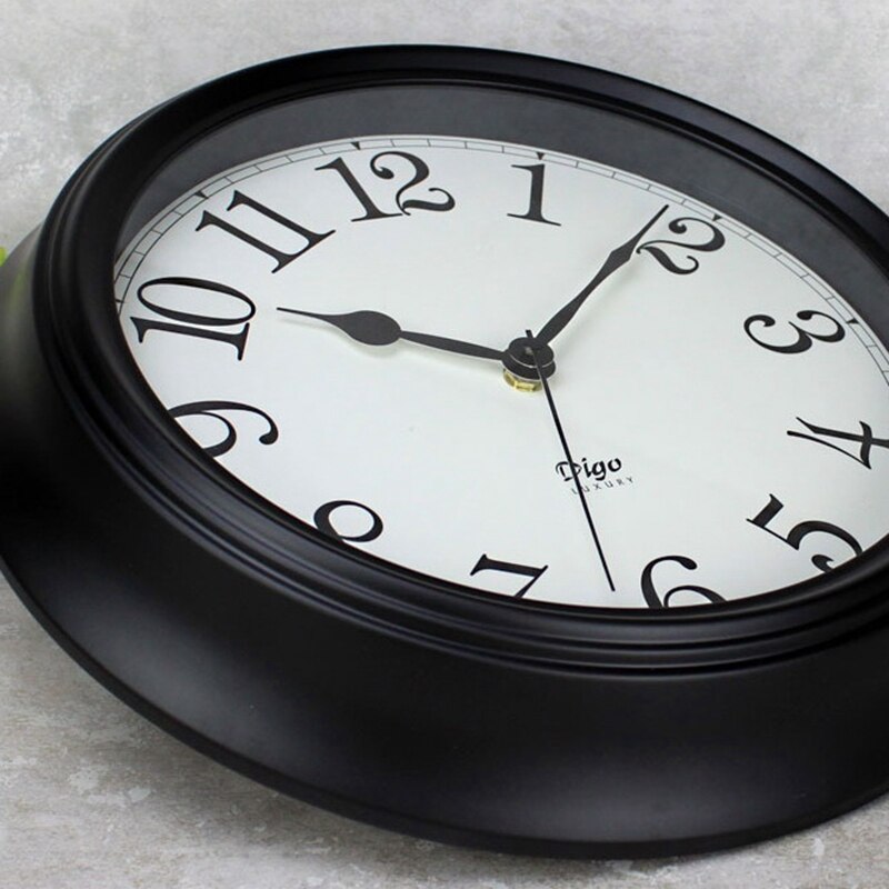 Digo Retro Metal Quiet Wall Clock Non-Ticking 14 Inch Battery Quartz Rome Digital Clock Decor Table Dial for Indoor Home