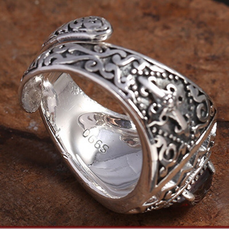 2019 nuovo 100% reale S990 sterling gioielli in argento granato anello in argento Thai argento retro pantaloni a vita bassa degli uomini anello di modo per uomo