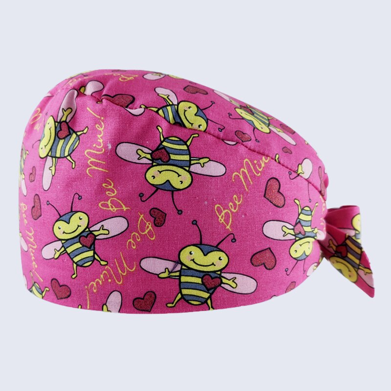 Multicolor Printing Female Dental Surgery Cap Surgeon Cap Operating Room Nurse Cap Unisex Adjustable Breathable Scrub Cap: Z-048