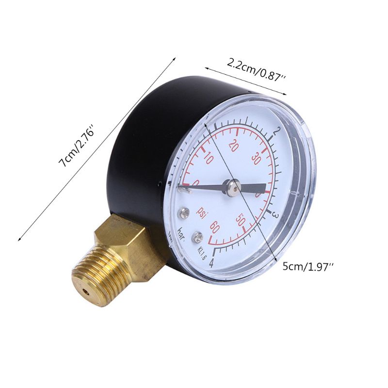 0-4 bar /0-60 psi luchtcompressor hydraulische drukmeter brandstof lucht olie hoog vacuümmeter 1/4\ " npt zijmontage  y5ld