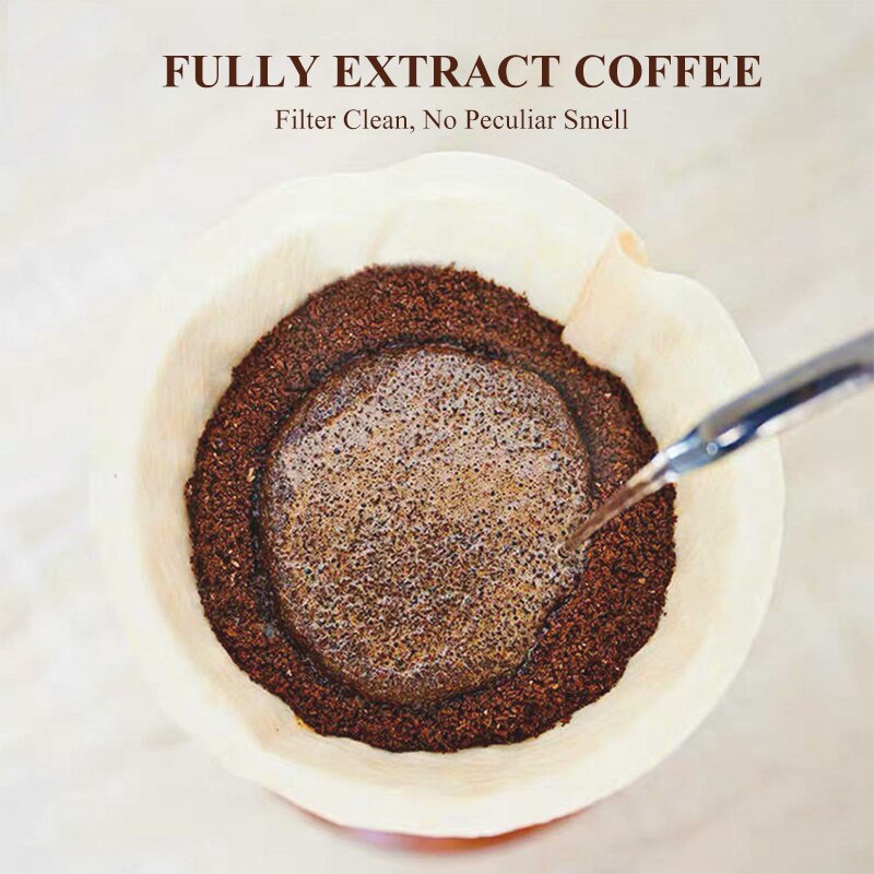 100Pcs Pure Wood Coffee Filters Cone-Shape Drip Coffee Powder Filter Papers Coffee Cup Strainers Replacement Tea Coffee Filter