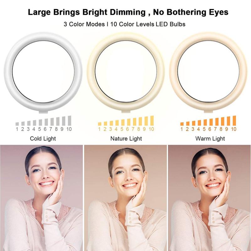 2.7 "/4.8"/6 "LED Ring Licht Fotografie Selfie Ring Lichter Dimmbare Kamera Telefon Ring Lampe mit PTZ Für Make-Up Video Live Studio