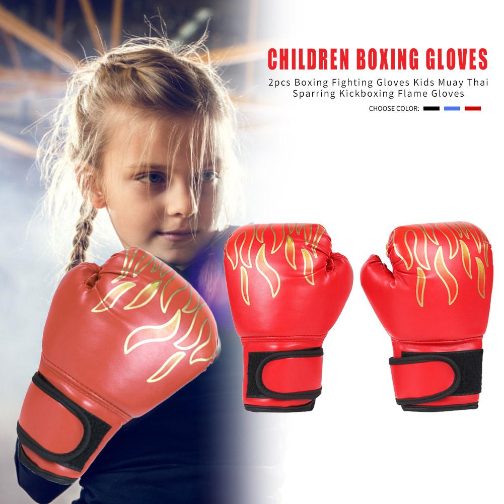 2 uds niño guantes de boxeo chico s formación lucha guantes de entrenamiento de boxeo lucha guantes chico transpirable entrenamiento Flam