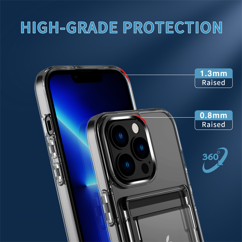 Funda transparente de lujo con ranura para tarjetas, carcasa dura de acrílico transparente a prueba de golpes para iPhone 16, 15, 14, 12, 11, 13 Pro Max Plus, XR