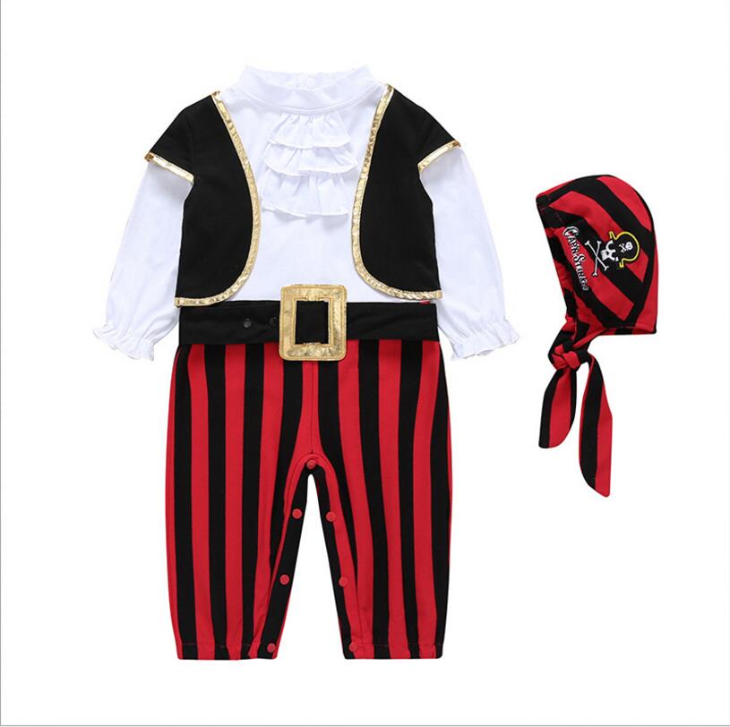 Jongenskleding baby's en jonge kinderen rode piratenkleding pak babyjongen eendelig kledingstuk katoen lange mouwen klim omhoog