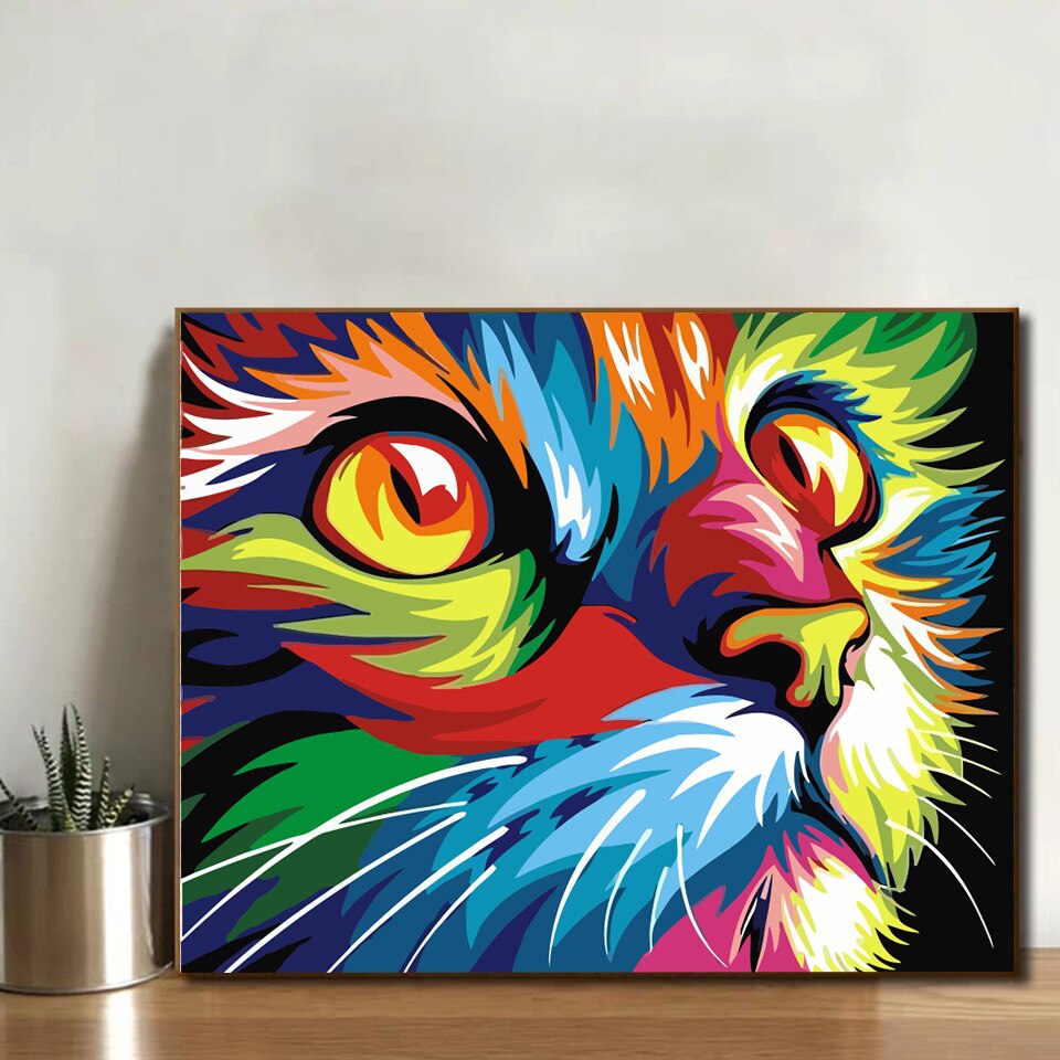 Azqsd schilderij op nummer kattenfoto's op nummer dieren acryl olieverfschilderij schilderen op nummer voor volwassenen olieverfschilderij huisdecoratie