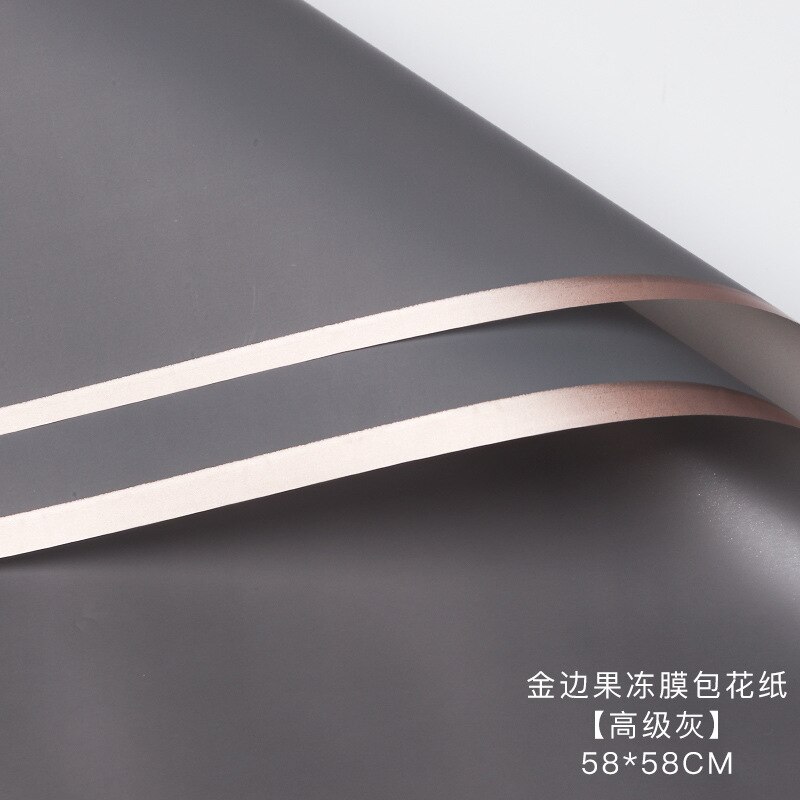 Waterproof Golden Edge Craft Paper Half Transparent Jelly Film Flower Bouquets Wrapping Paper DIY Packing Florist Supplies: grey
