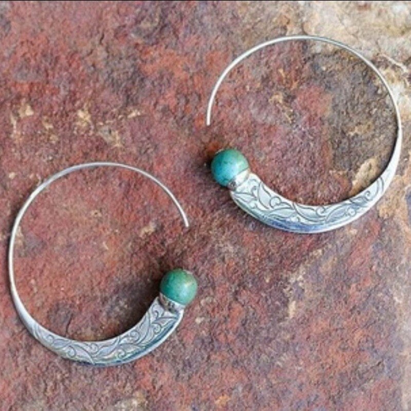 Boho grandes boucles d'oreilles pour femmes bijoux Brinco sculpté Vintage rétro Thai spirale nationalité boucle d'oreille