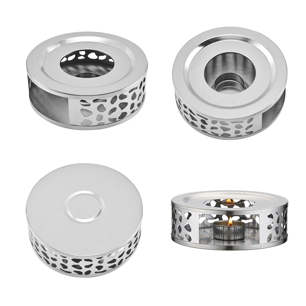 Base calefactora para bebidas y café, tetera de acero inoxidable resistente, soporte para té más , portavelas