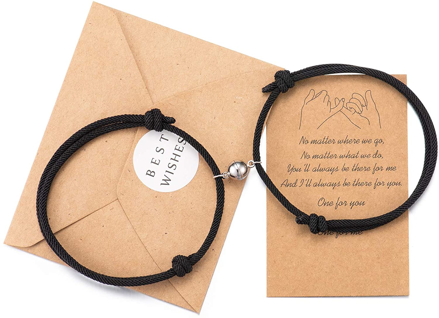 Ímã quente pulseira casal artesanal ajustável corda correspondência braslet infinito amor braclet sorte preto branco presente brazalete
