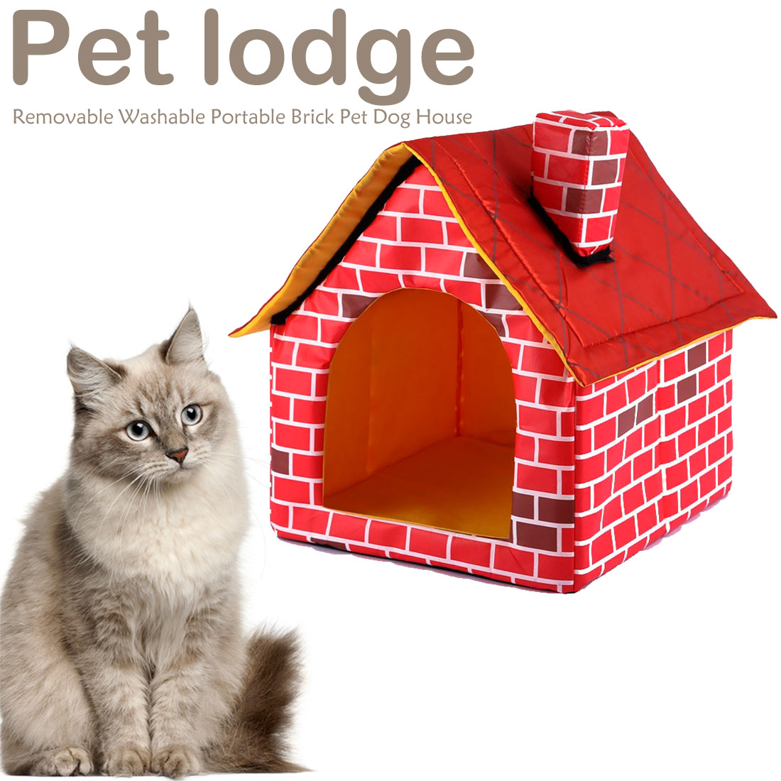 Brique rouge chien maison chenil nid Portable animal de compagnie chien chat lit maison pour petits chiens moyens intérieur lit pour animaux de compagnie produit