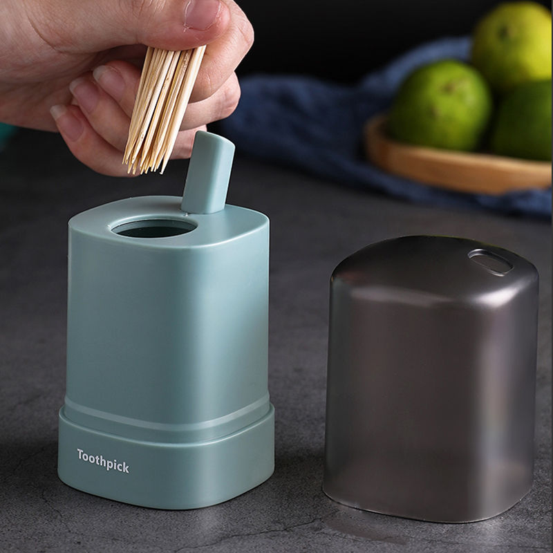 Automatic Toothpick Holder Container Wheat Straw Household Table Toothpick Storage Box Toothpick Dispenser