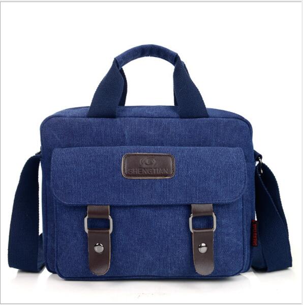 Homme fourre-tout taille croisée grande capacité épaule Messenger sac décontracté Vintage toile sac mallette: Blue