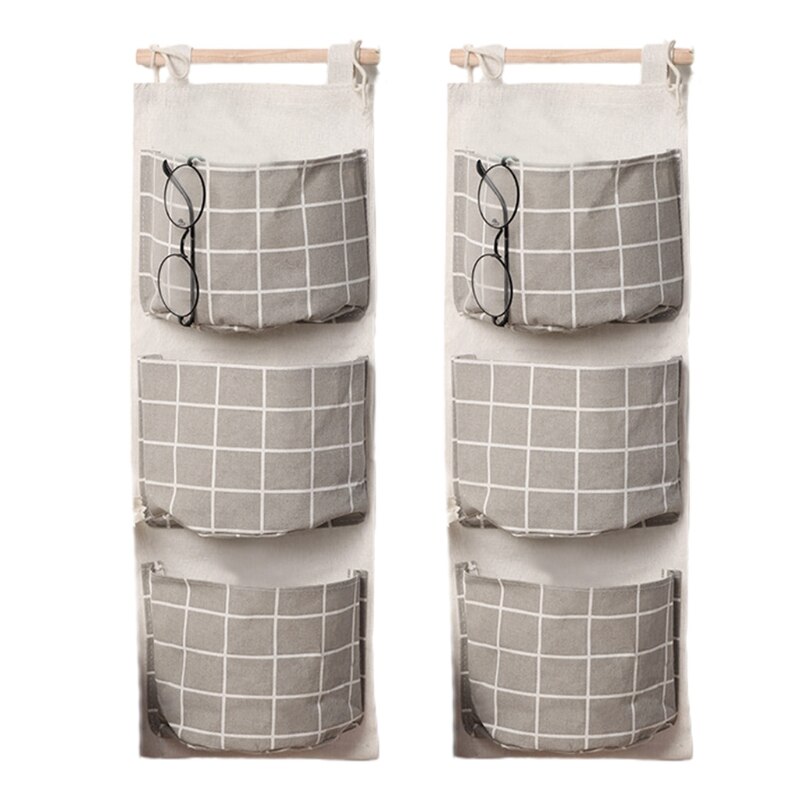 Multifunctional Non-Woven Three-Pocket Storage Handbags For Wall Door