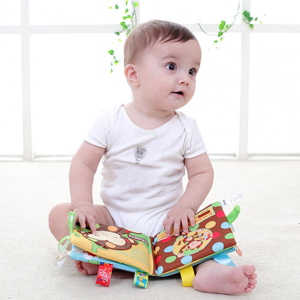 Stoffbuch für babys, cartoon-tierbücher, bissfestes materialbuch, intelligenzentwicklung, frühes lernspielzeug, vorlesen