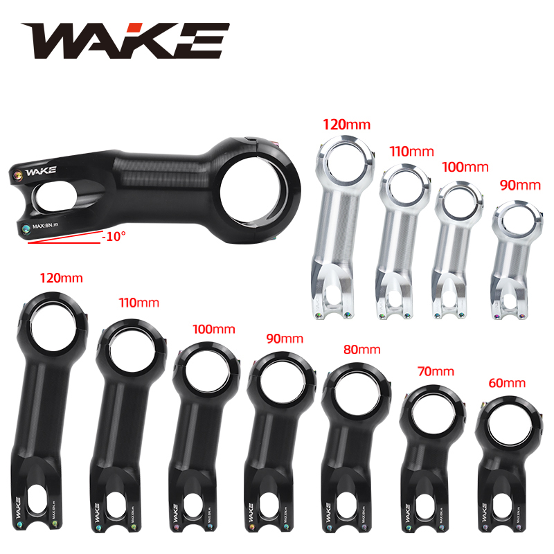 Wake Road Bike Bicycle Accessories Stem Handlebar Stem 31.8mm 10 Degree Aluminum Alloy Lightweight for Cycling Silver Stem