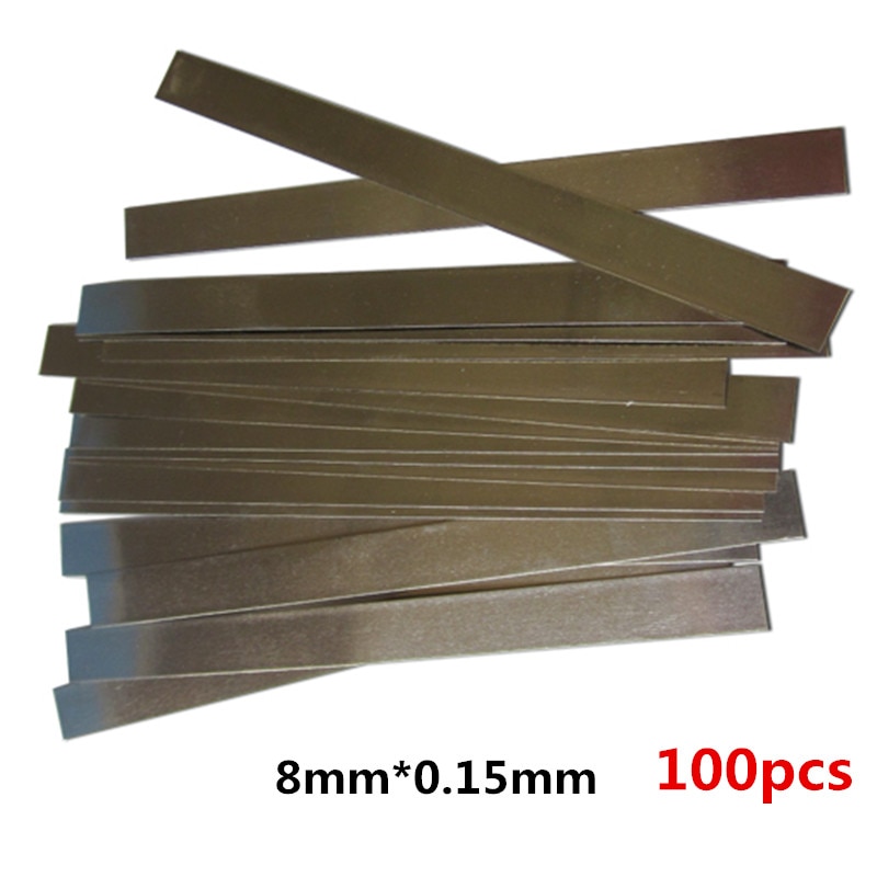100 pièces 0.15mm x 8mm x 100mm 99.96% pur nickel bandes feuilles pour batterie soudage par points machine nickel pièce